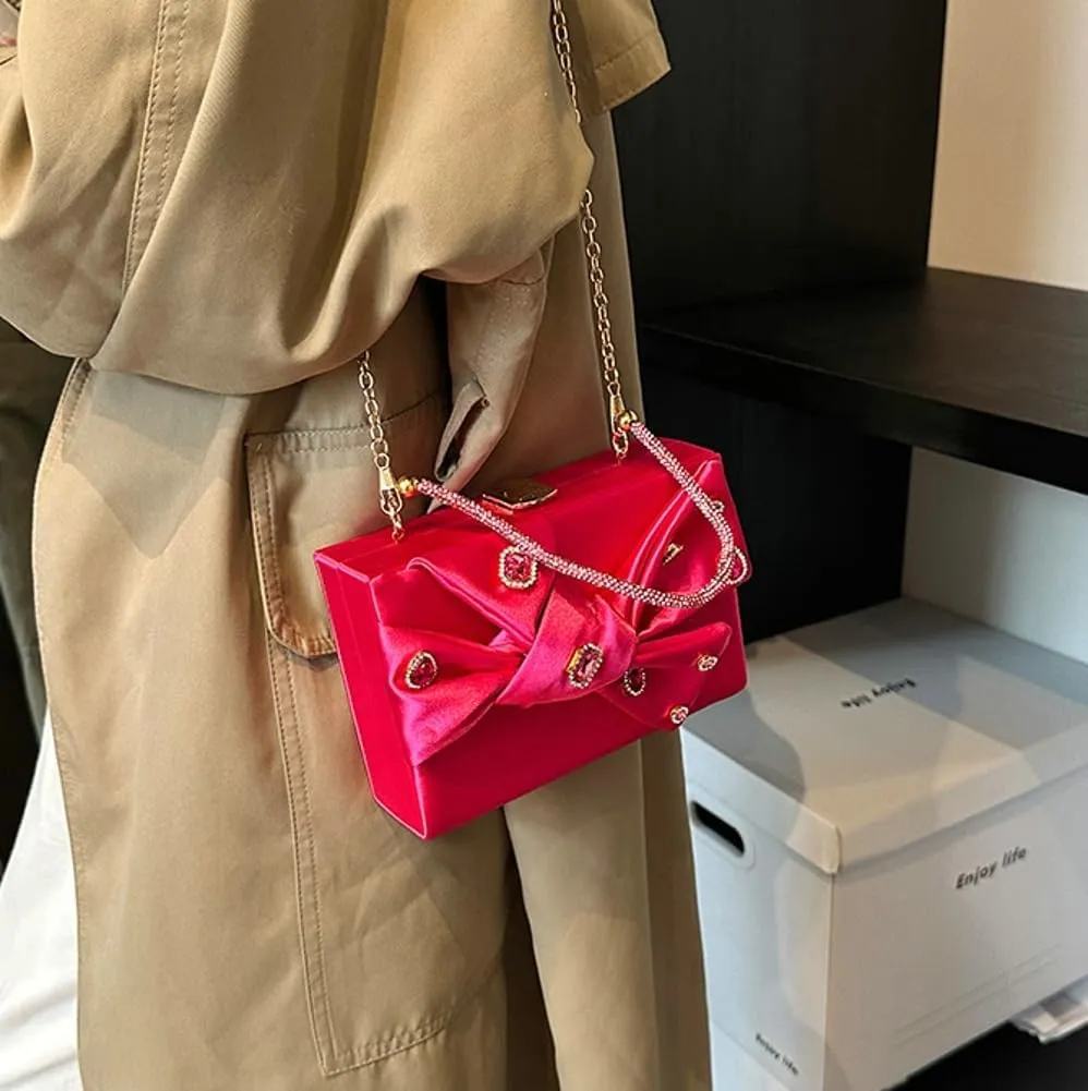 Satin Evening Clutch for Women Shiny Rhinestone Evening Bag Purses Gorgeous Handbags for Feast Party Wedding 2025