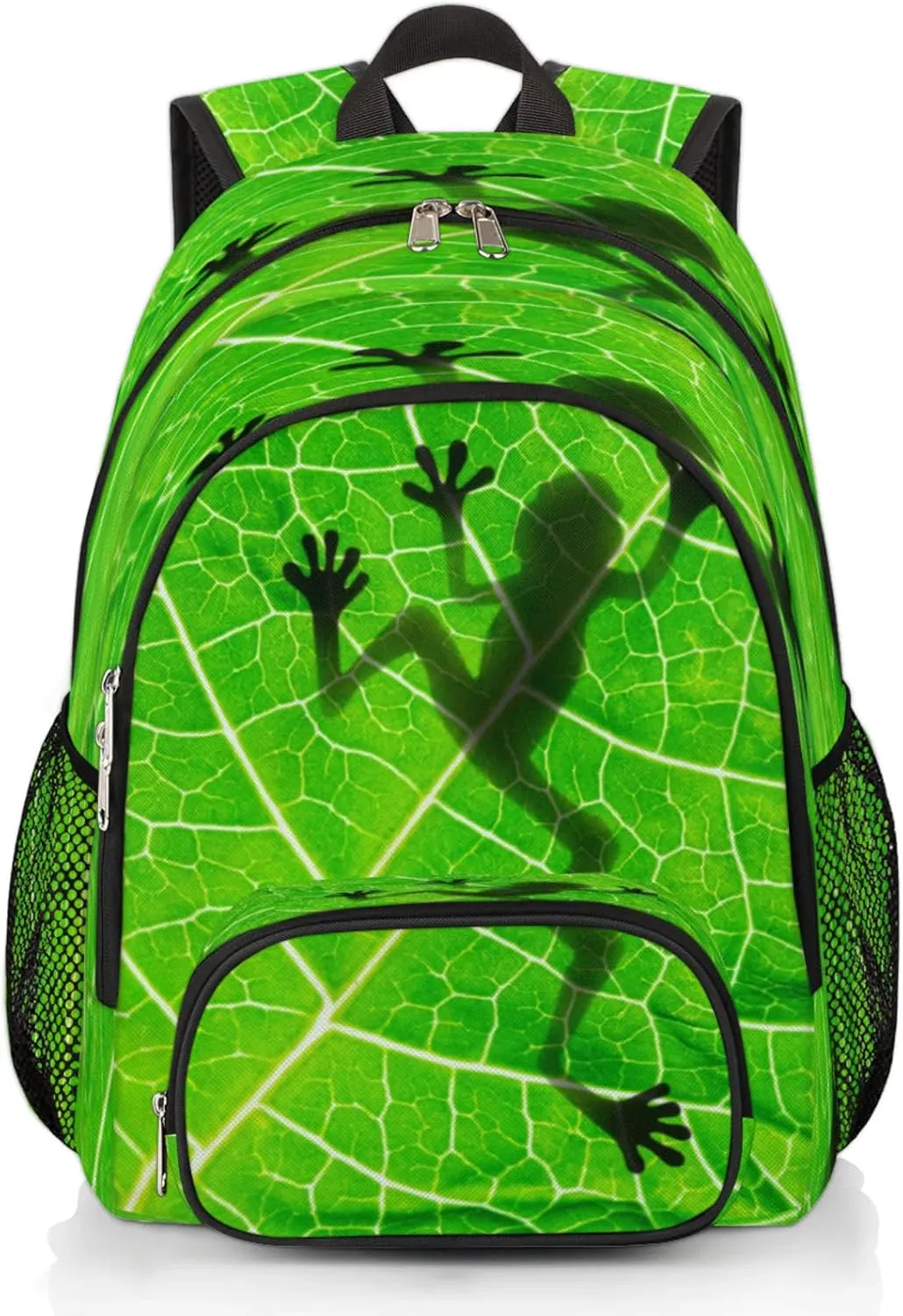 School Backpack for Men Women, Laptop Backpack Bookbag for Kids Students College Business Travel with Chest Strap 16.7 Inch(Frog)