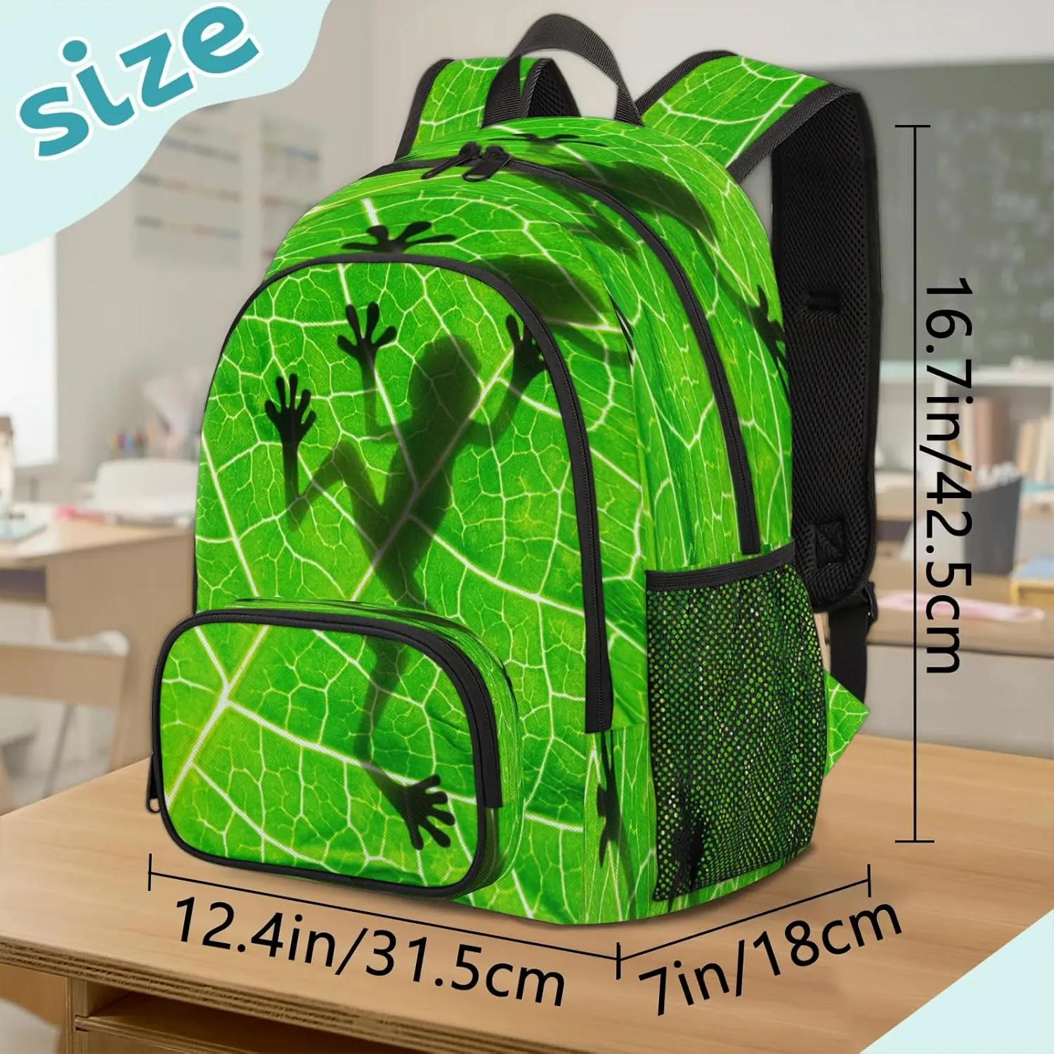 School Backpack for Men Women, Laptop Backpack Bookbag for Kids Students College Business Travel with Chest Strap 16.7 Inch(Frog)