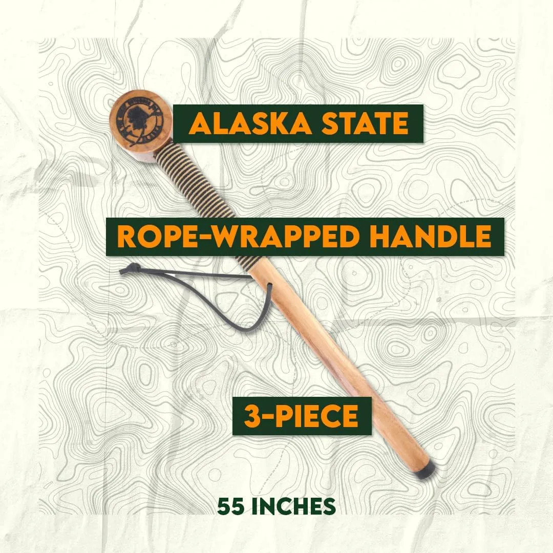 SE 3 Piece 55" Detachable Pine Wood Walking/Hiking Stick with Metal Tip, Reinforced Rubber Tip, and Water-Resistant Travel Pouch - Portable and Durable for Outdoor Adventures