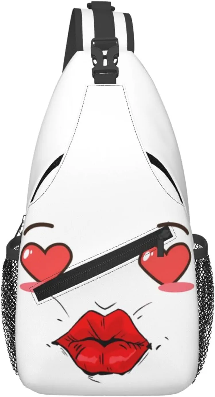 Sealed with a Kiss Red Lip Crossbody Bag Cross Chest Bag Adjustable Sling Backpack Sports Gym Shoulder Bags Travel Cycling Daypack Diagonally Casual Rucksack