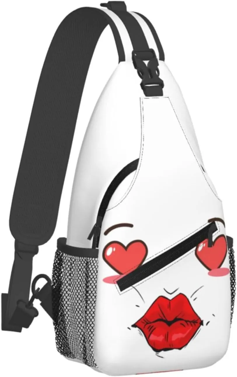Sealed with a Kiss Red Lip Crossbody Bag Cross Chest Bag Adjustable Sling Backpack Sports Gym Shoulder Bags Travel Cycling Daypack Diagonally Casual Rucksack