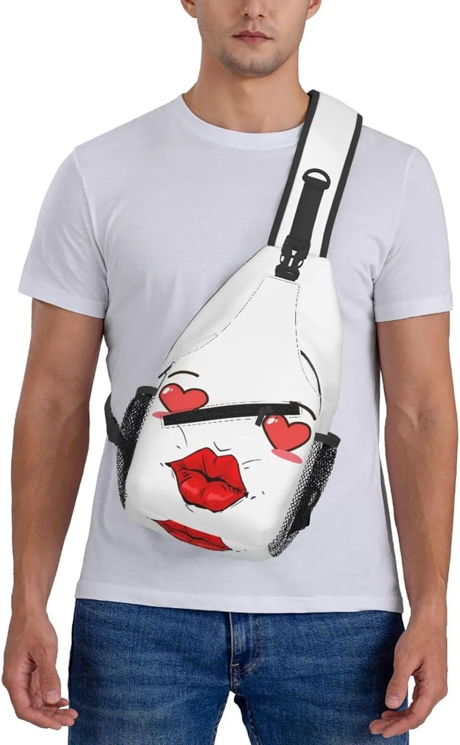 Sealed with a Kiss Red Lip Crossbody Bag Cross Chest Bag Adjustable Sling Backpack Sports Gym Shoulder Bags Travel Cycling Daypack Diagonally Casual Rucksack
