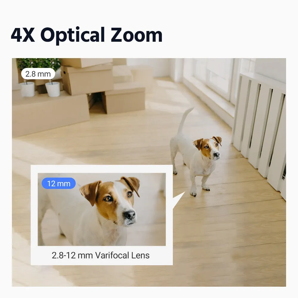 Security Camera 4X Optical Zoom AI Detection