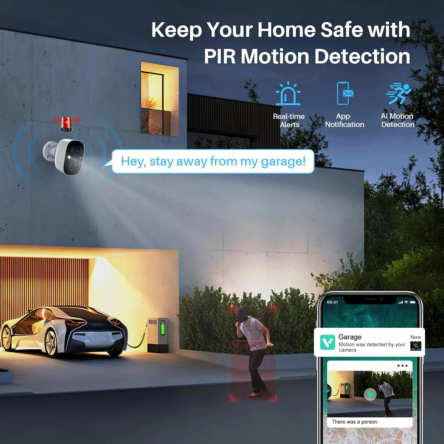 Security Cameras Wireless Outdoor, Outside Cameras for Home Security with AI Motion Detection, Recharge Battery Powered, 2K Color Night Vision, IP66 Weatherproof, 2-Way Talk, SD/Cloud Storage
