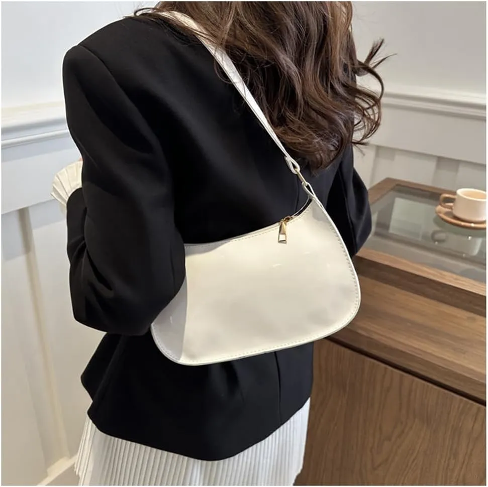 Shiny Clutch Purse for Women Genuine Leather Evening Handbag Mini Hobo Armpit Shoulder Bag for Formal Events or Parties