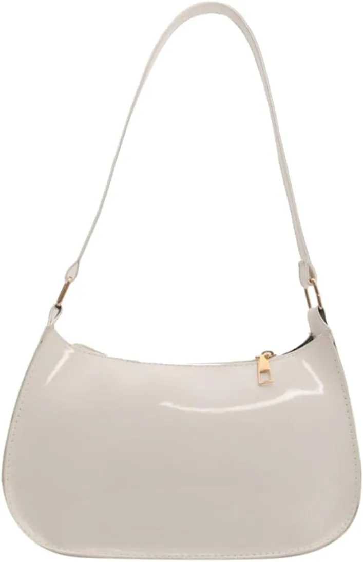 Shiny Clutch Purse for Women Genuine Leather Evening Handbag Mini Hobo Armpit Shoulder Bag for Formal Events or Parties