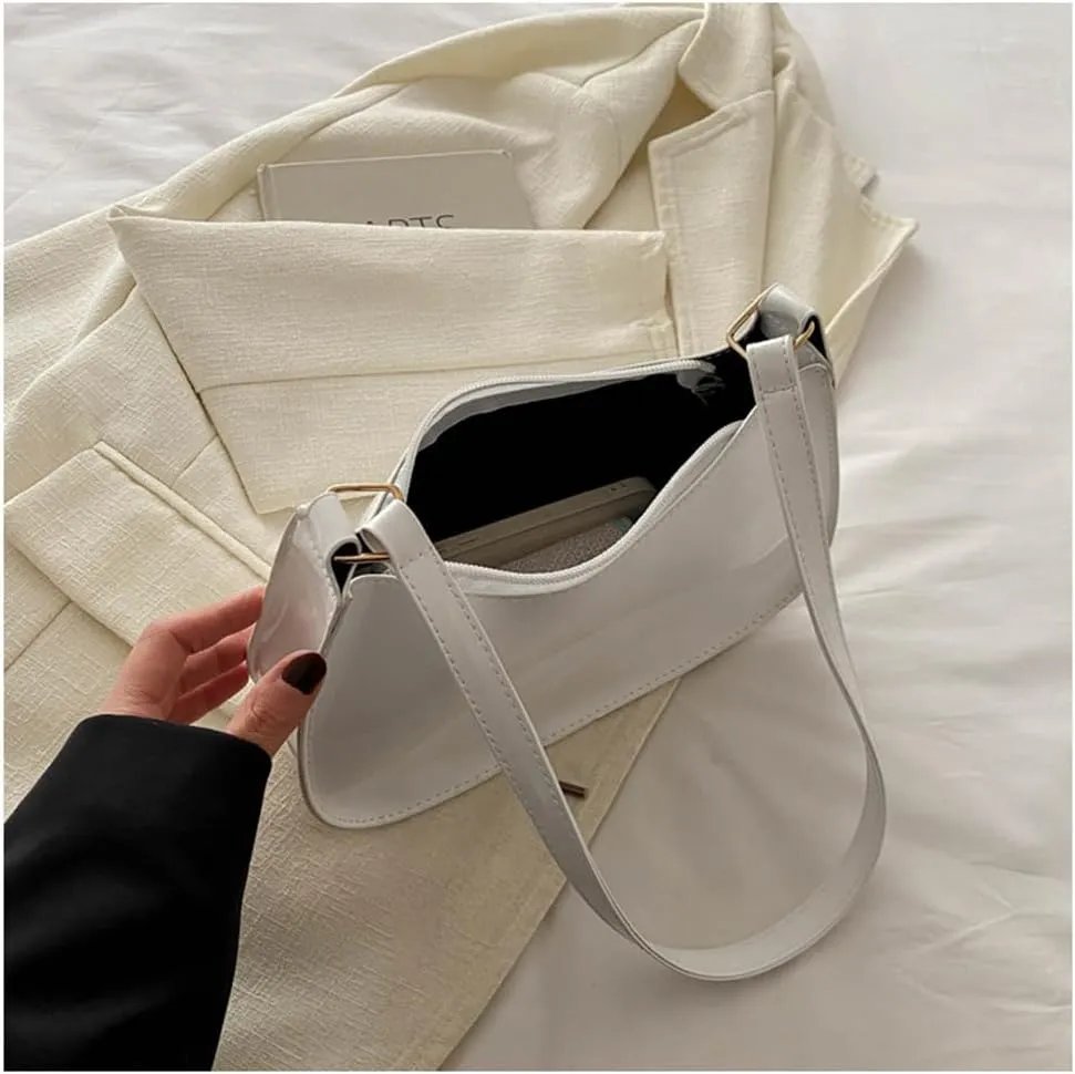 Shiny Clutch Purse for Women Genuine Leather Evening Handbag Mini Hobo Armpit Shoulder Bag for Formal Events or Parties