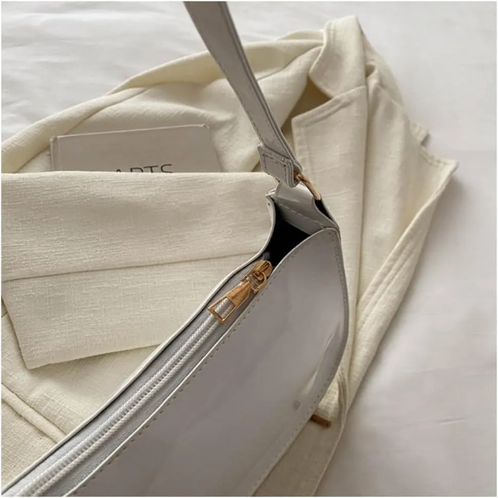 Shiny Clutch Purse for Women Genuine Leather Evening Handbag Mini Hobo Armpit Shoulder Bag for Formal Events or Parties