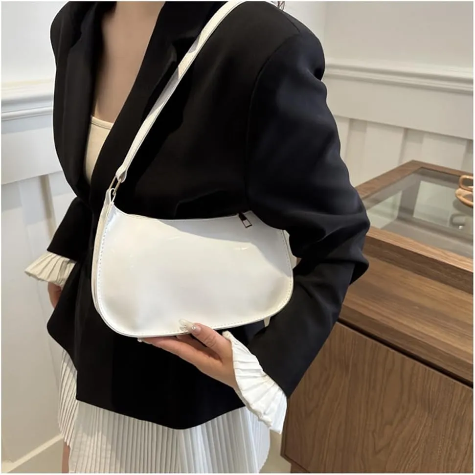Shiny Clutch Purse for Women Genuine Leather Evening Handbag Mini Hobo Armpit Shoulder Bag for Formal Events or Parties