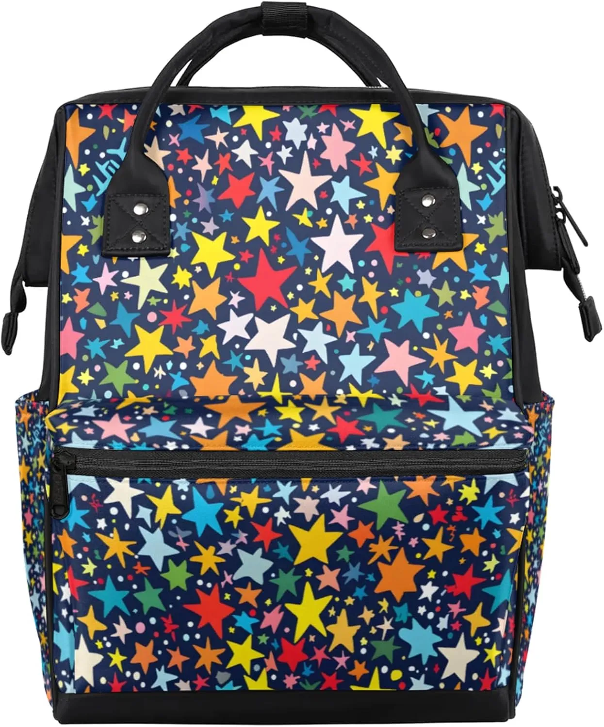 Shooting Star Spectacle Double Shoulder Mommy Bag for Women, Polyester Large Capacity Diaper Backpack with Multi Pockets, Waterproof Adjustable Straps Diaper Bag for Moms Dads, 11''×7''×15.7''