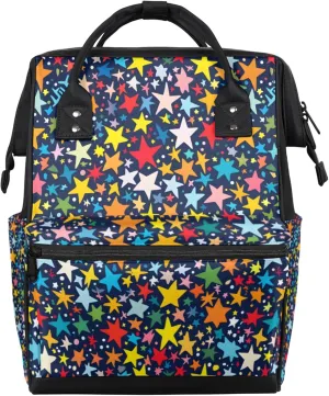 Shooting Star Spectacle Double Shoulder Mommy Bag for Women, Polyester Large Capacity Diaper Backpack with Multi Pockets, Waterproof Adjustable Straps Diaper Bag for Moms Dads, 11''×7''×15.7''