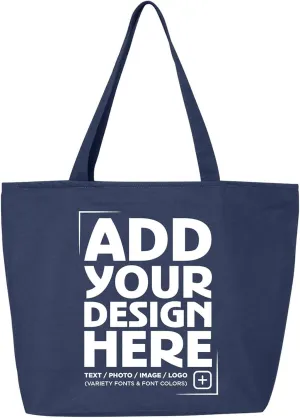 shop4ever Personalized Custom Design Your Own Heavy Canvas Tote with Zipper Reusable Shopping Bag Customizable Gift