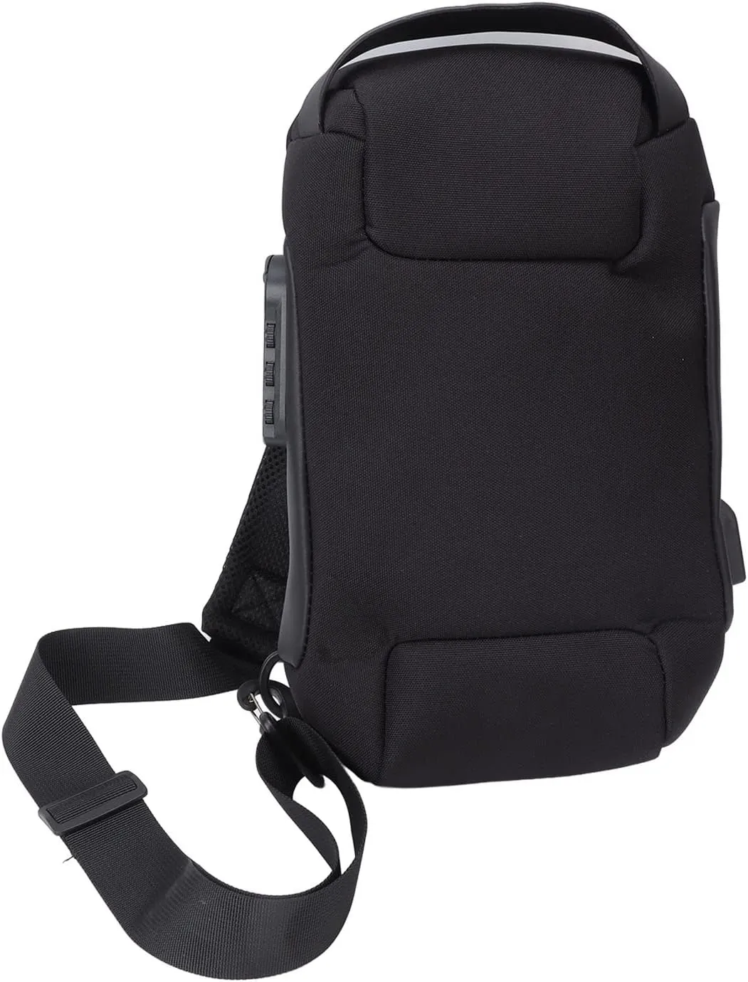 Shoulder Backpack Breathable Large Capacity Lockable Oxford Cloth Portable Sling Bag for Women Men (Black)