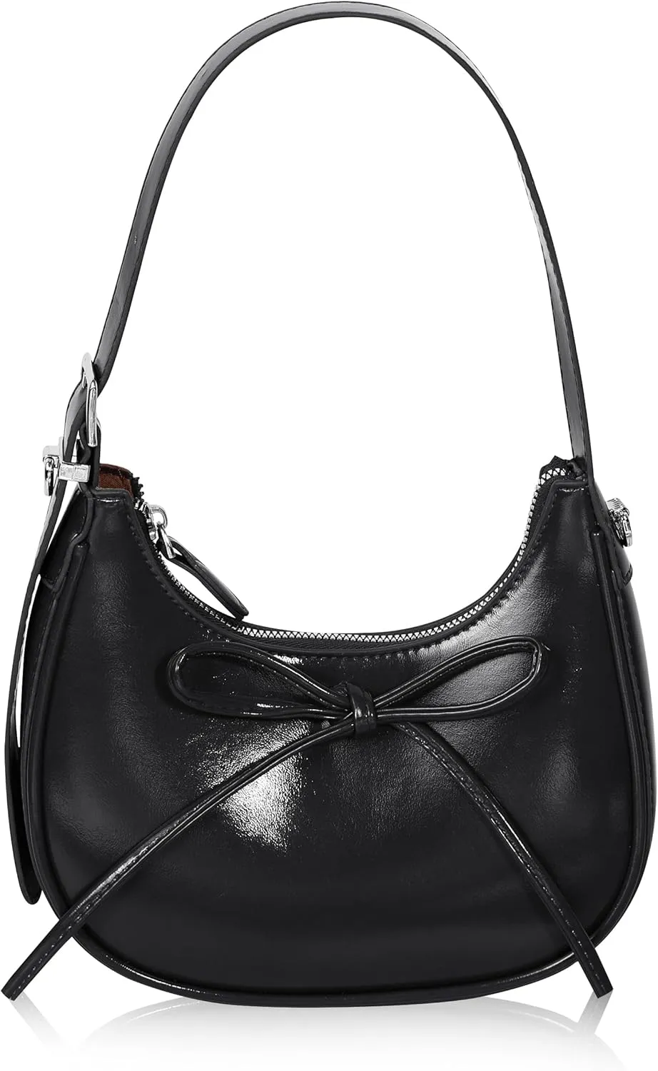 Shoulder Bag for Women - Bow Clutch Purse PU Leather, Removable Chain Crossbody Handbag with Zipper Closure