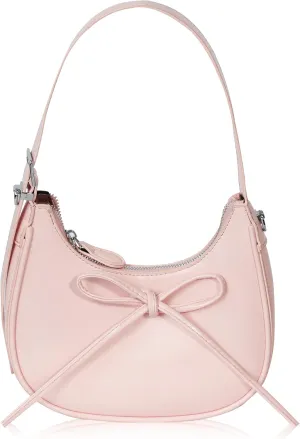Shoulder Bag for Women - Bow Clutch Purse PU Leather, Removable Chain Crossbody Handbag with Zipper Closure