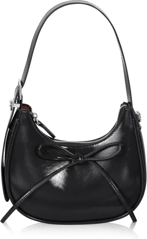 Shoulder Bag for Women - Bow Clutch Purse PU Leather, Removable Chain Crossbody Handbag with Zipper Closure