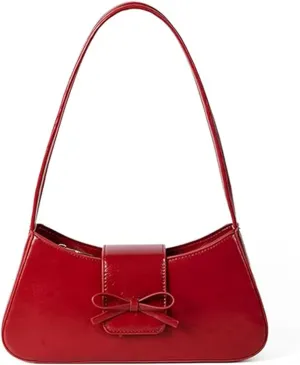 Shoulder Bag for Women, Hobo Handbags Trendy Y2K Purses Patent Leather Clutch Bag Cute Bow Purse