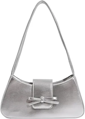 Shoulder Bag for Women, Hobo Handbags Trendy Y2K Purses Patent Leather Clutch Bag Cute Bow Purse