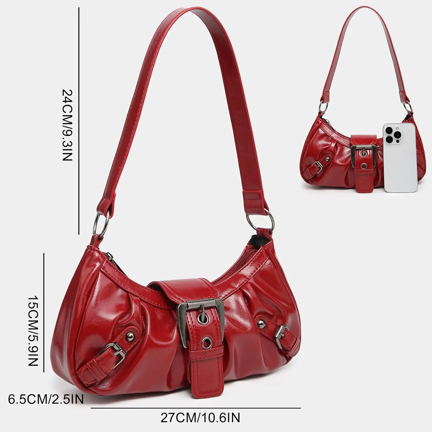 Shoulder Bag for Women Top Handle Handbag Purse Y2K Hobo Clutch Small Punk Purse Trendy