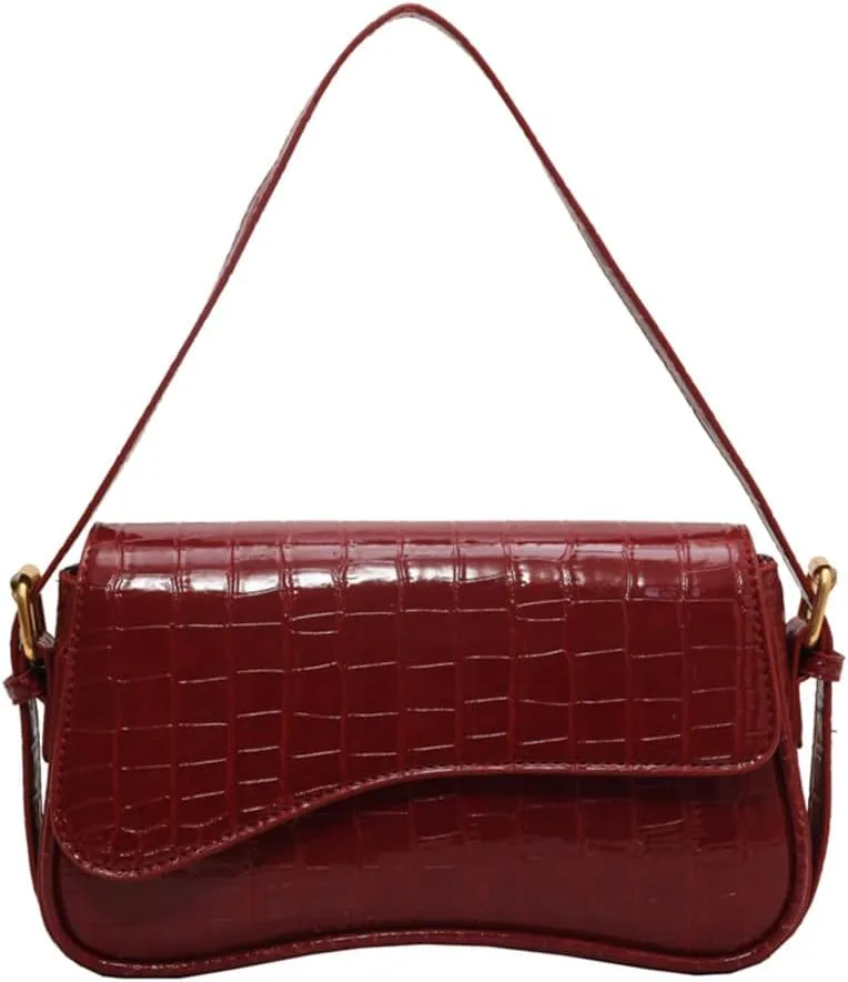 Shoulder Bag for Women Vegan Leather Hobo Handbags Y2K Trendy Saddle Bag Clutch Purse with 2 Removable Strap