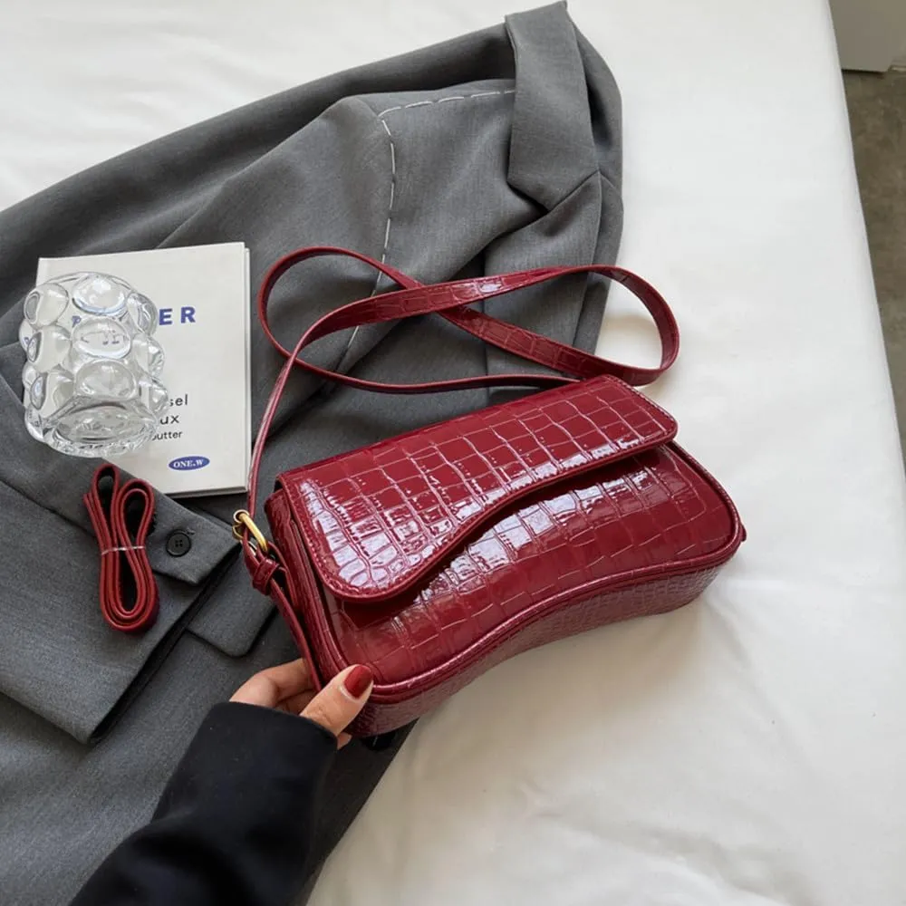 Shoulder Bag for Women Vegan Leather Hobo Handbags Y2K Trendy Saddle Bag Clutch Purse with 2 Removable Strap