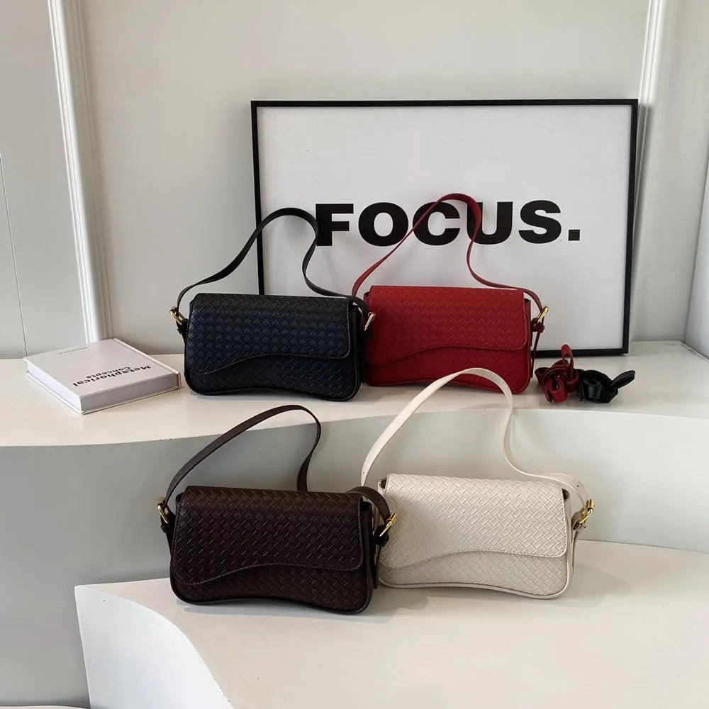 Shoulder Bag for Women Vegan Leather Hobo Handbags Y2K Trendy Saddle Bag Clutch Purse with 2 Removable Strap