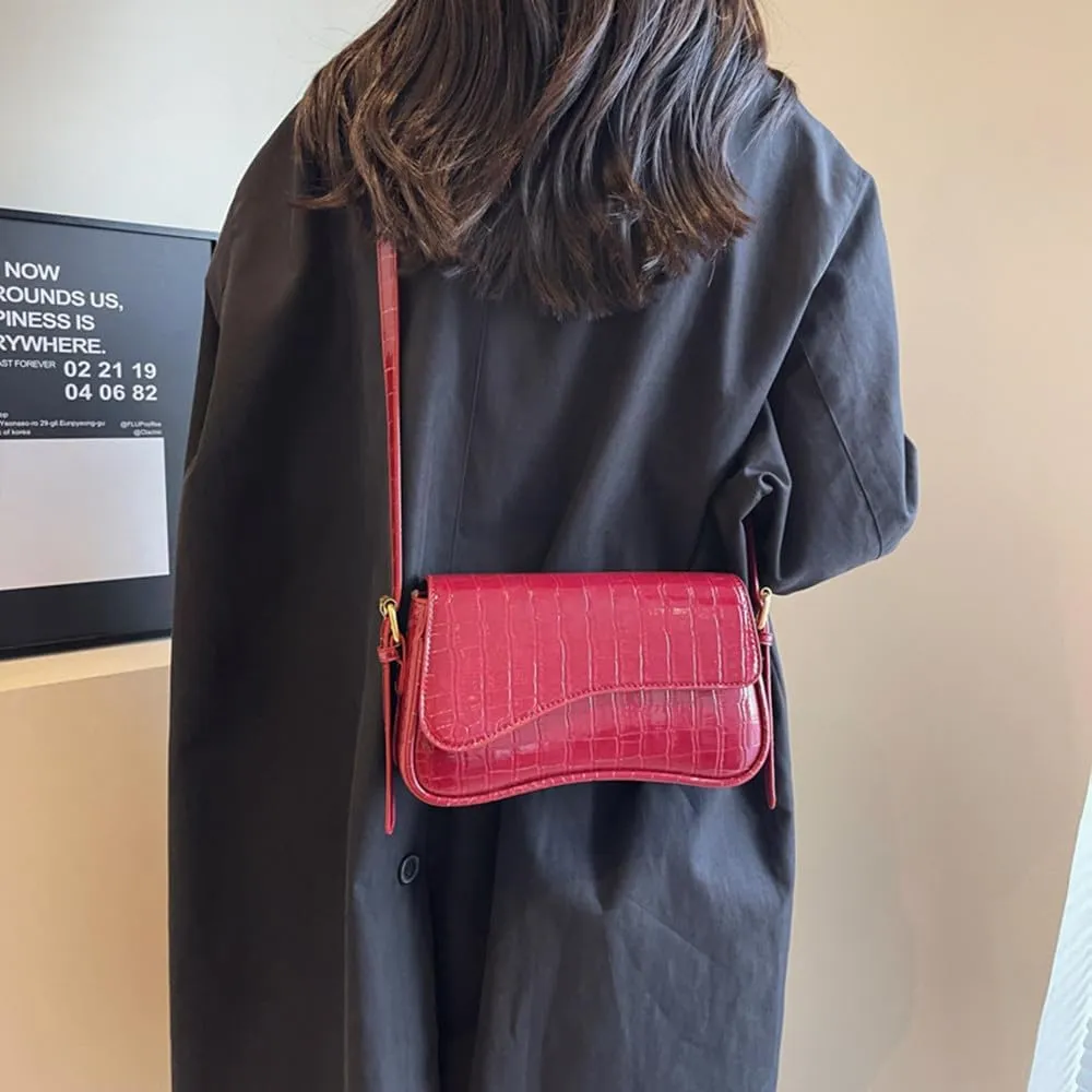 Shoulder Bag for Women Vegan Leather Hobo Handbags Y2K Trendy Saddle Bag Clutch Purse with 2 Removable Strap