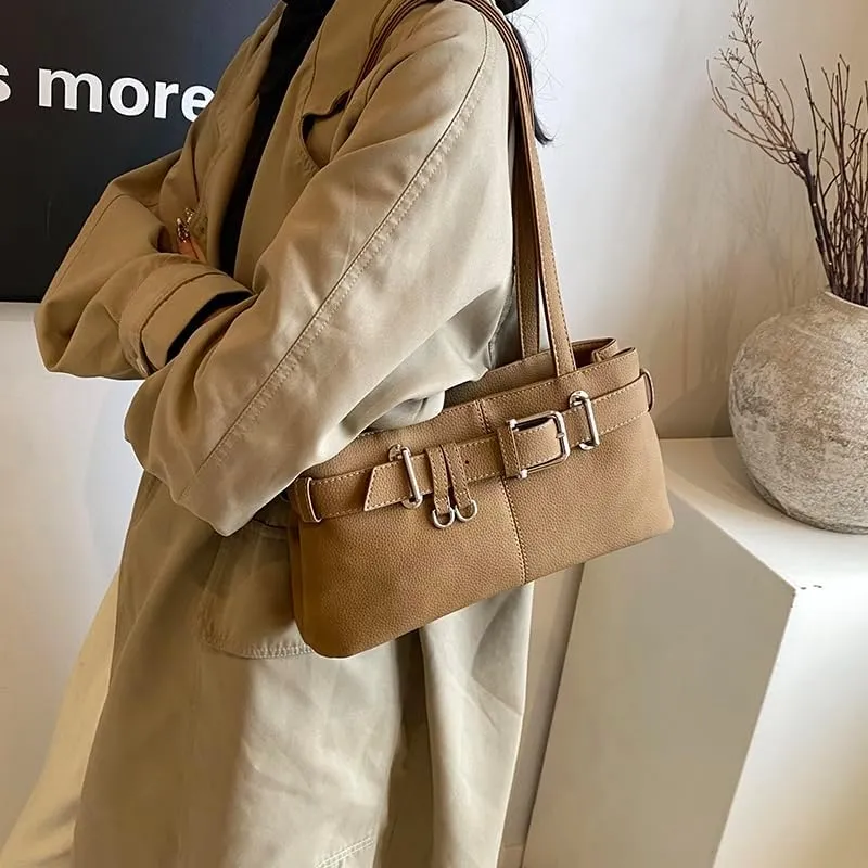 Shoulder Bag for Women,Vegan Leather Work Bag Trendy Luxury Hobo bag Designer Handbags Top Handle Bag with Belt Buckle