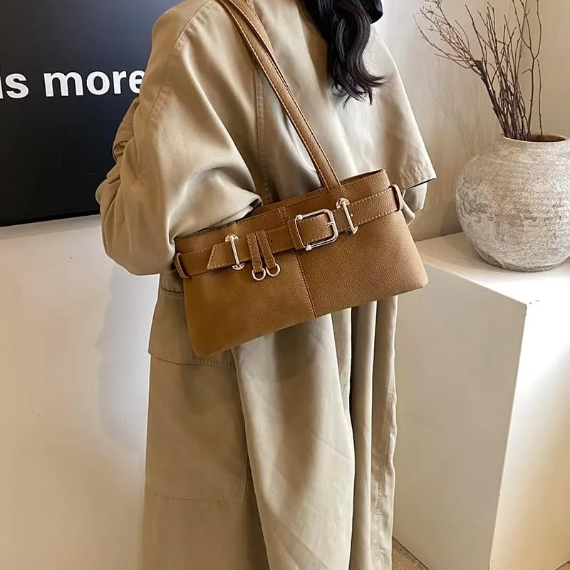 Shoulder Bag for Women,Vegan Leather Work Bag Trendy Luxury Hobo bag Designer Handbags Top Handle Bag with Belt Buckle