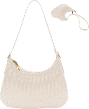 Shoulder Handbags for Women Crossbody Woven Leather Tote Shoulder Bag Purse Hobo Lightweight With Zipper Adjustable Strap