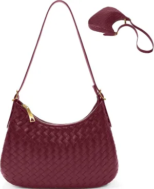 Shoulder Handbags for Women Crossbody Woven Leather Tote Shoulder Bag Purse Hobo Lightweight With Zipper Adjustable Strap