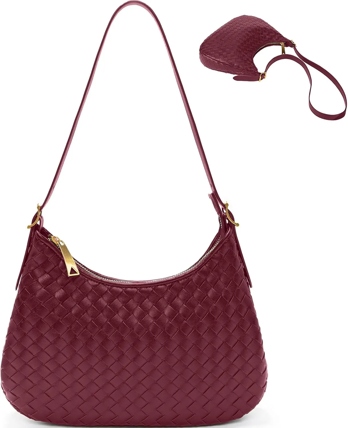 Shoulder Handbags for Women Crossbody Woven Leather Tote Shoulder Bag Purse Hobo Lightweight With Zipper Adjustable Strap