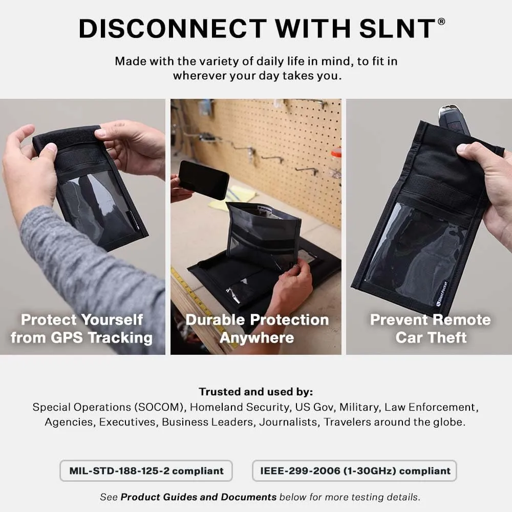 Silent Pocket SLNT Quick Access Key Fob Faraday Bag w Weatherproof Signal Blocking Nylon, Device Shielding for Key Fobs, Smart Watches - Travel, Privacy & Anti-Hacking (Charcoal Grey, Small)