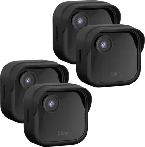 Silicone Case Cover for All-New Blink Outdoor 4 (4th Gen) - Weatherproof Protective Skin Cover with Hat Brim for All-New Blink Outdoor 4 Smart Security Camera (Black, 4 Pack)