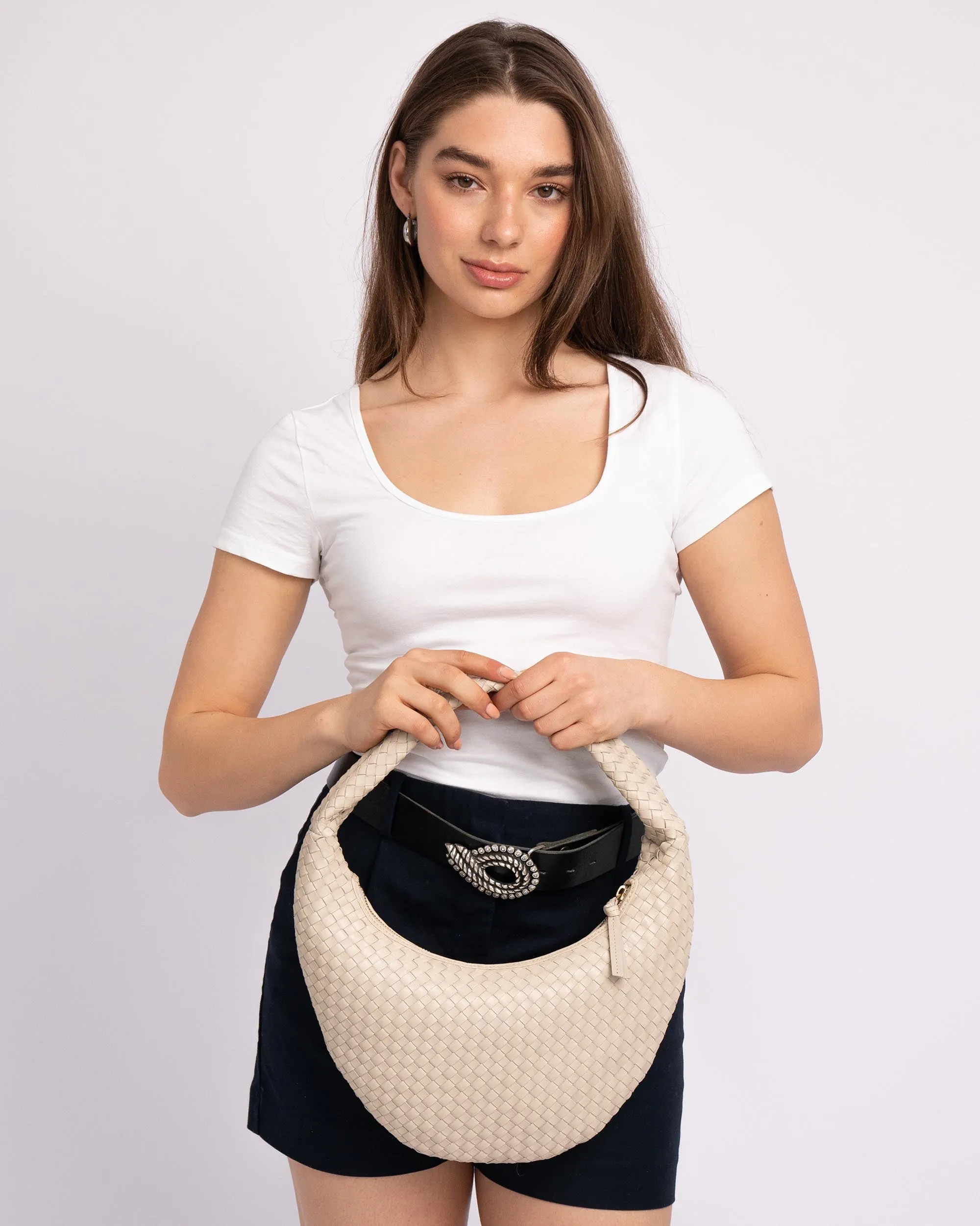 Silva | Woven Leather Hobo Bag