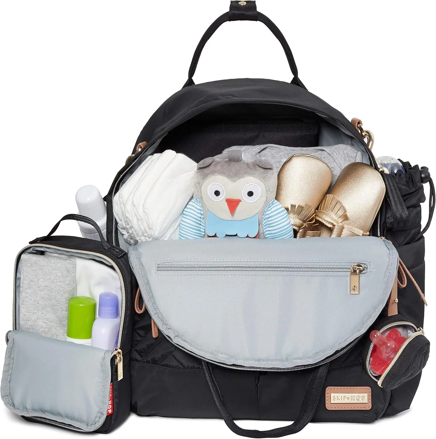 Skip Hop Diaper Bag Backpack: Suite 6-in-1 Diaper Backpack Set, Multi-Function Baby Travel Bag with Changing Pad, Stroller Straps, Bottle Bag and Pacifier Pocket, Black