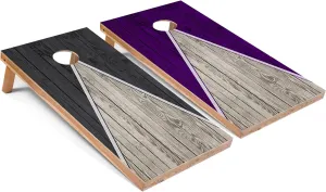 Skip's Garage All-Weather Cornhole Board Set | Dark Grey and Purple Pyramid Design | 100% Weatherproof Composite Corn Hole Boards