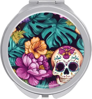 Skull Shower Compact Makeup Mirror Mini Foldable Cosmetic Mirror Portable Travel Mirror for Purse Pocket