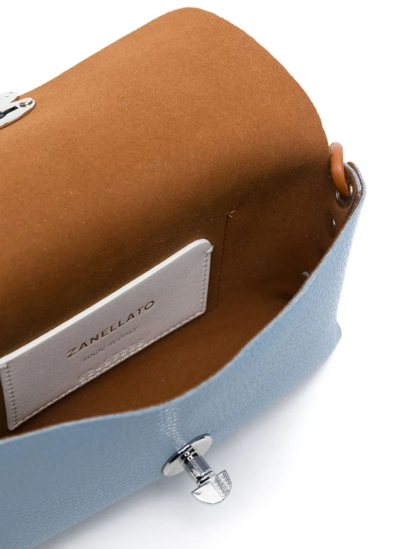 Sky Blue Leather Clutch With Minimalist Design