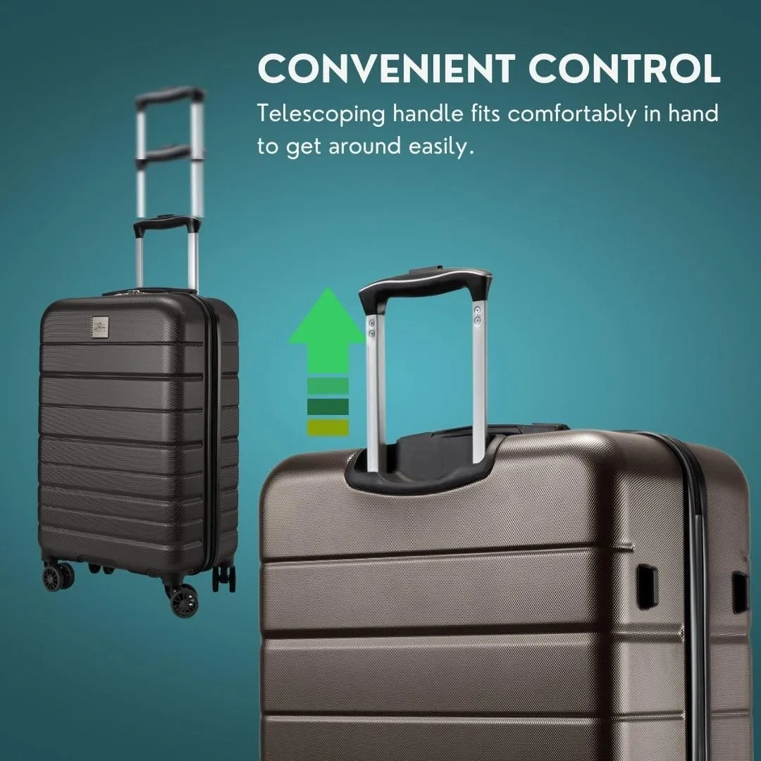 Skyway Epic 2.0 Hardside Lightweight and Durable ABS Shell Luggage, Spacious with Dual Spinning Wheels, Comfort Grip, Men and Women, 24-inch Medium Check-In, Midnight
