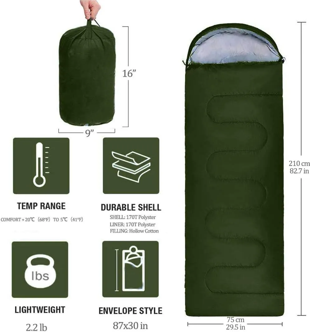 Sleeping Bag, Lightweight 3 Season Weather Sleep Bags for Kids Adults Girls Women, Microfiber Filled 5-20 Degree for Backpacking/Hiking/Camping/Mountaineering with Compression Sack