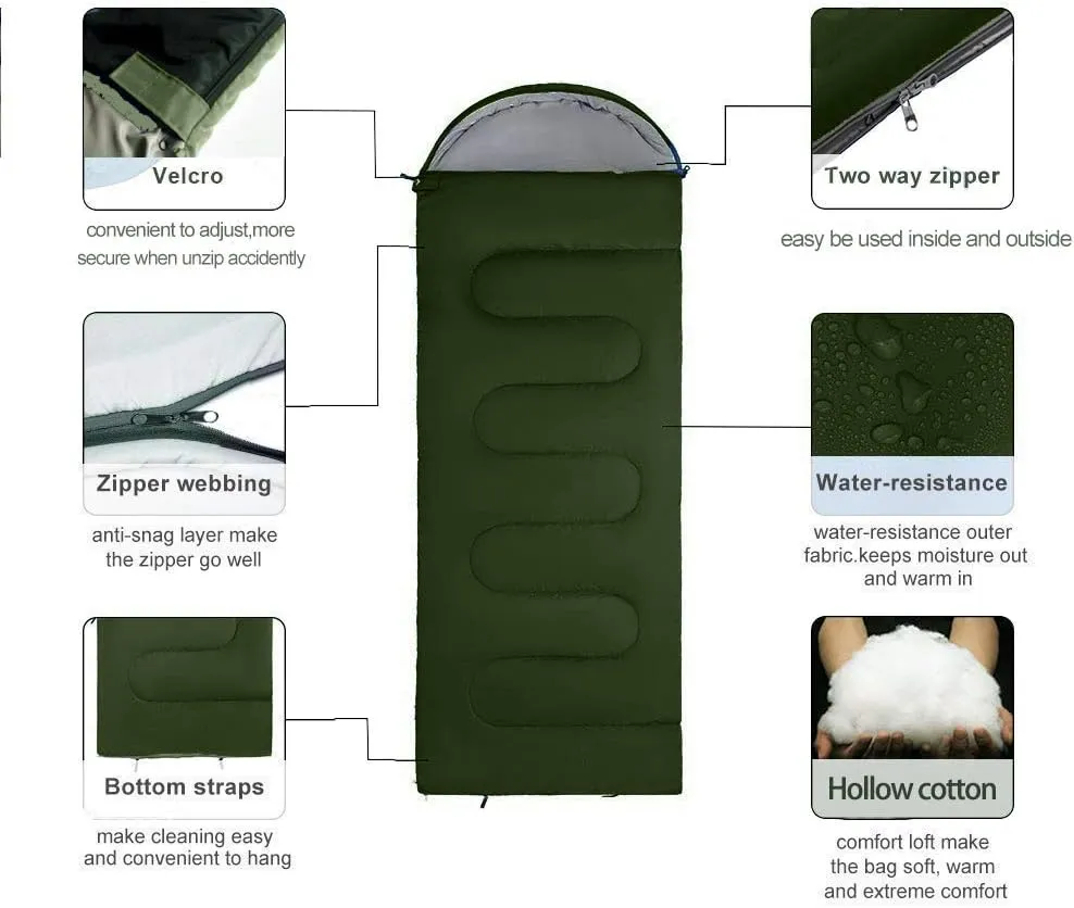 Sleeping Bag, Lightweight 3 Season Weather Sleep Bags for Kids Adults Girls Women, Microfiber Filled 5-20 Degree for Backpacking/Hiking/Camping/Mountaineering with Compression Sack
