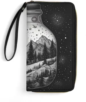 Slim Wallet for Women Men Leather Wallet,Black And White Painting Credit Card Holder Clutch Purses for Women, Available in Multiple Styles