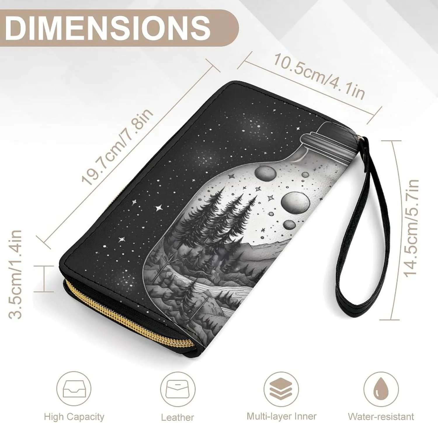 Slim Wallet for Women Men Leather Wallet,Black And White Painting Credit Card Holder Clutch Purses for Women, Available in Multiple Styles