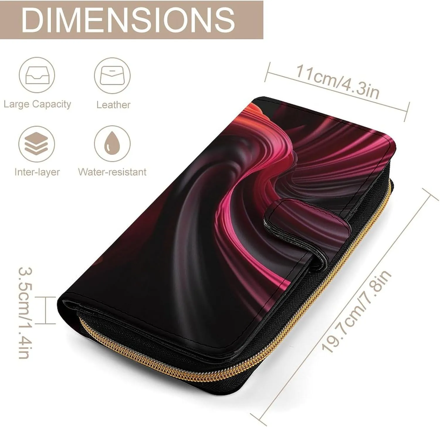 Slim Wallet for Women Men Leather Wallet,Red Pattern Credit Card Holder Clutch Purses for Women, Available in Multiple Styles