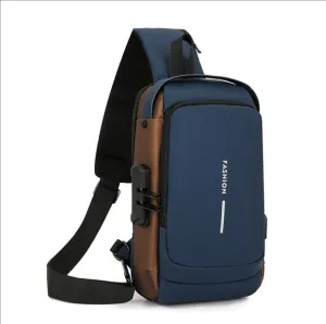 Sling Bag for Anti-theft Crossbody Bag - PU Leather Crossbody Shoulder Bag - USB Waterproof Chest Bag