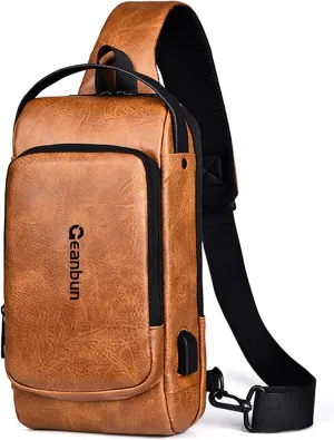 Sling Bag for Men Anti-Theft USB Crossbody Backpack Waterproof Chest Daypack