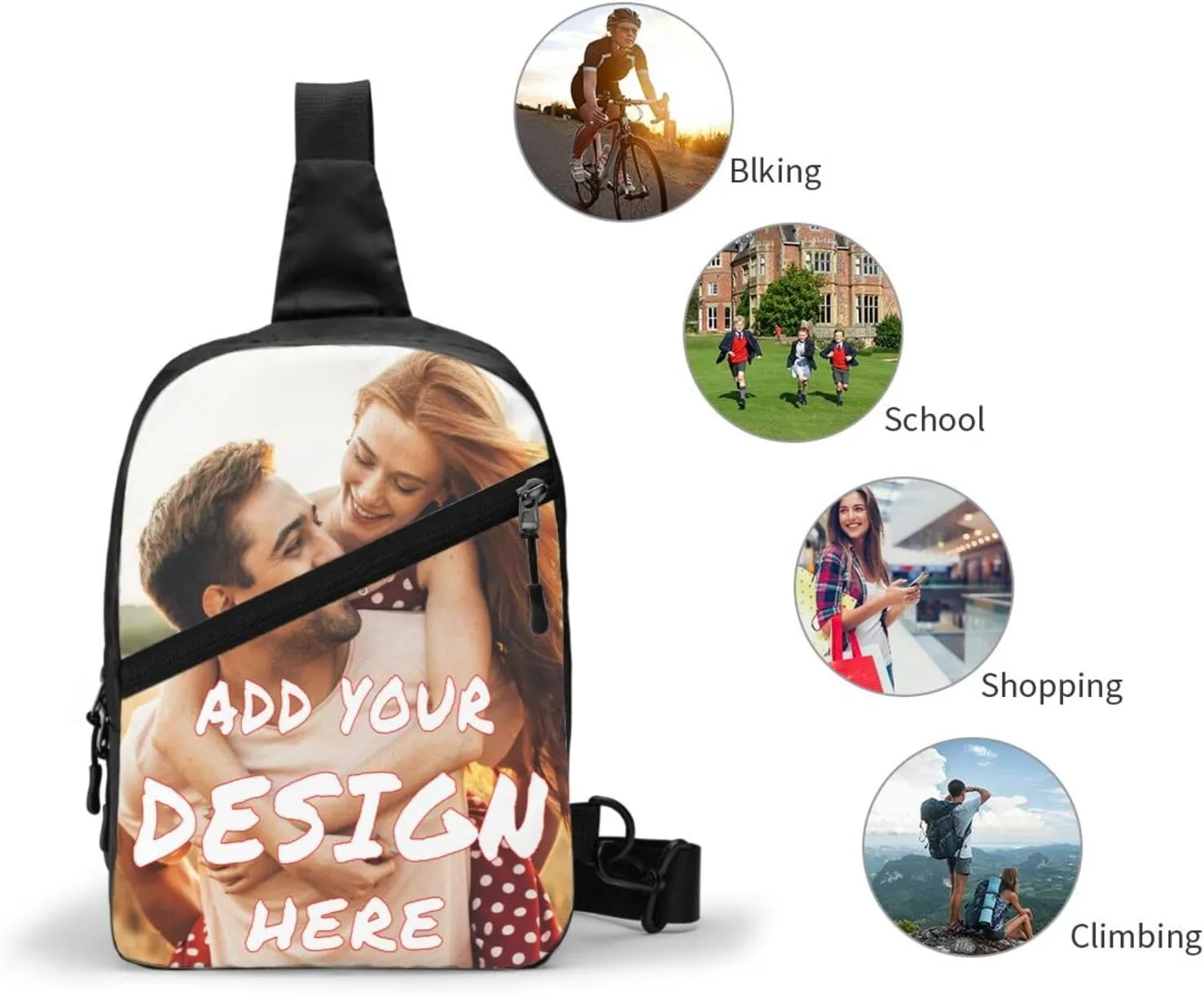 Sling Bag,Personalized Sling Bag Custom Chest Bags Add Your Photo/Text/Logo,Customizable Chest Shoulder Bag For Men Women