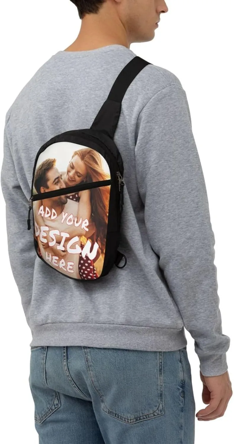 Sling Bag,Personalized Sling Bag Custom Chest Bags Add Your Photo/Text/Logo,Customizable Chest Shoulder Bag For Men Women